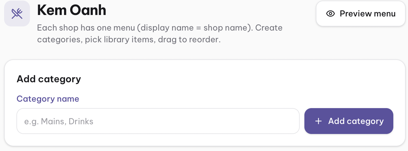 Build the library and the menu