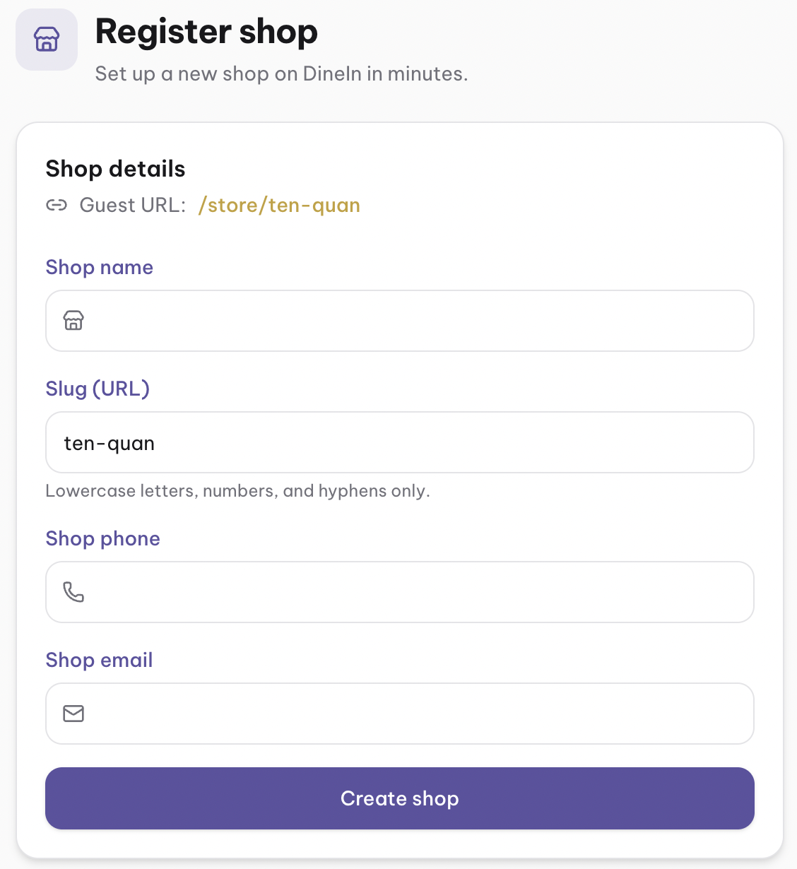 Register a shop
